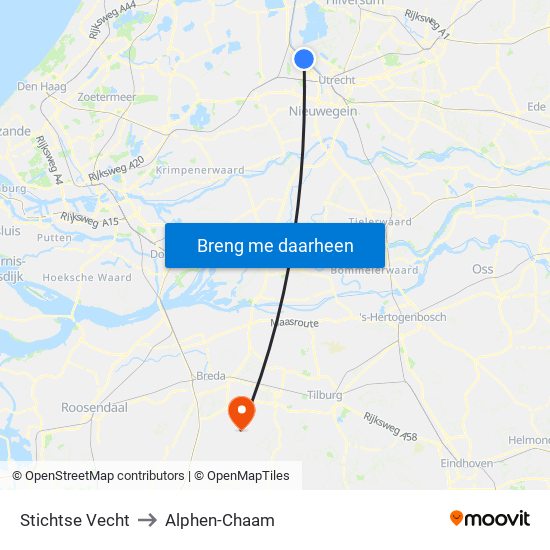 Stichtse Vecht to Alphen-Chaam map