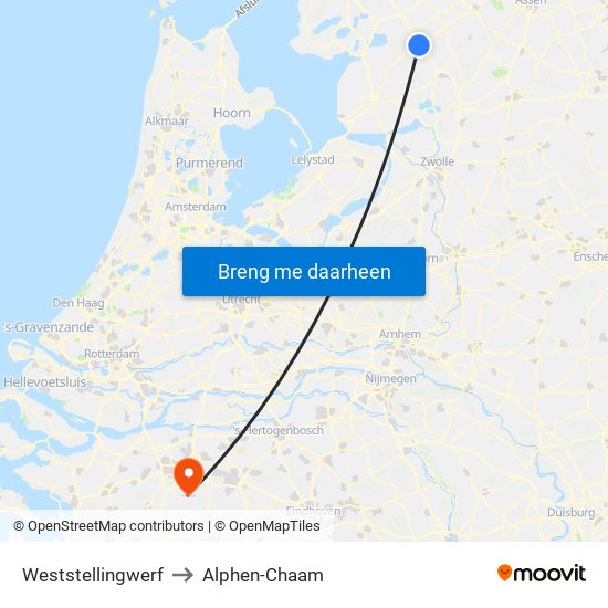 Weststellingwerf to Alphen-Chaam map
