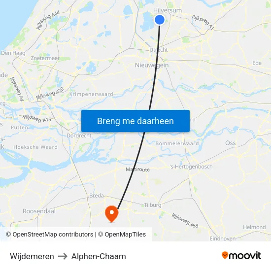 Wijdemeren to Alphen-Chaam map