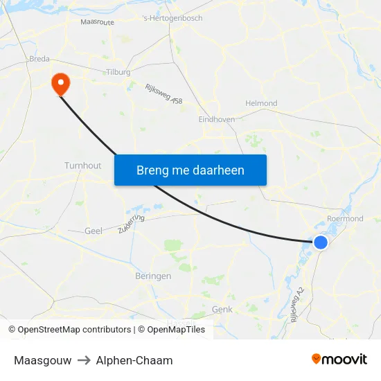 Maasgouw to Alphen-Chaam map