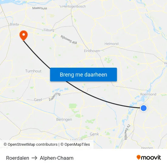 Roerdalen to Alphen-Chaam map