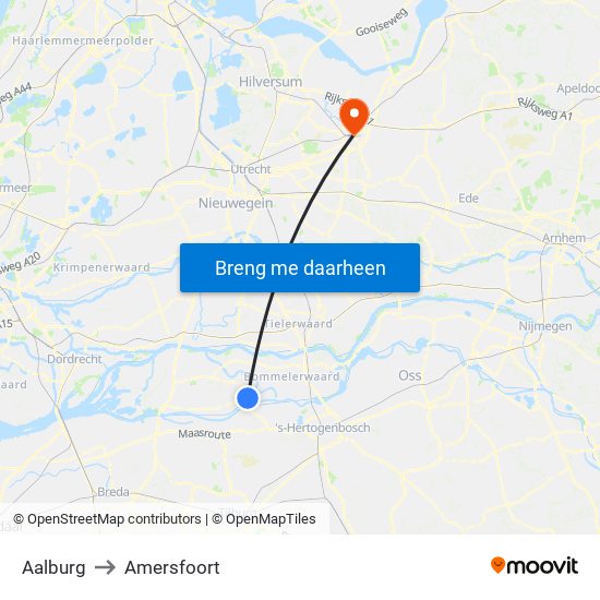 Aalburg to Amersfoort map
