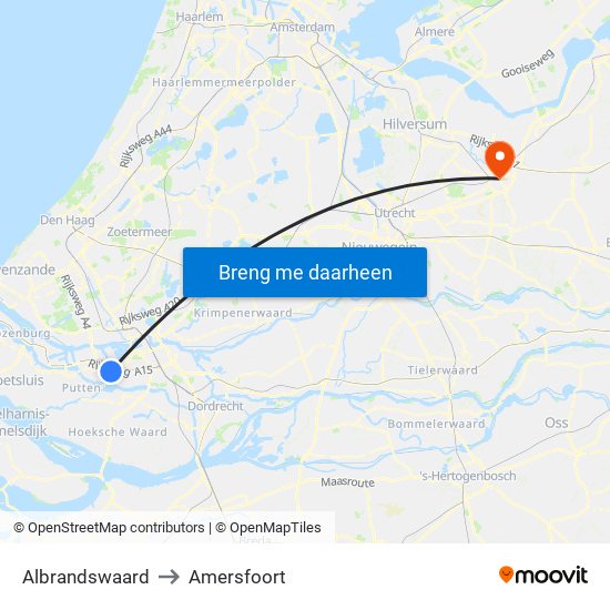 Albrandswaard to Amersfoort map