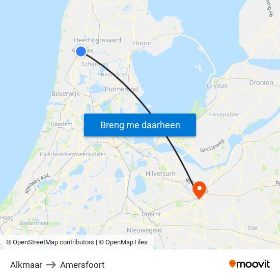 Alkmaar to Amersfoort map