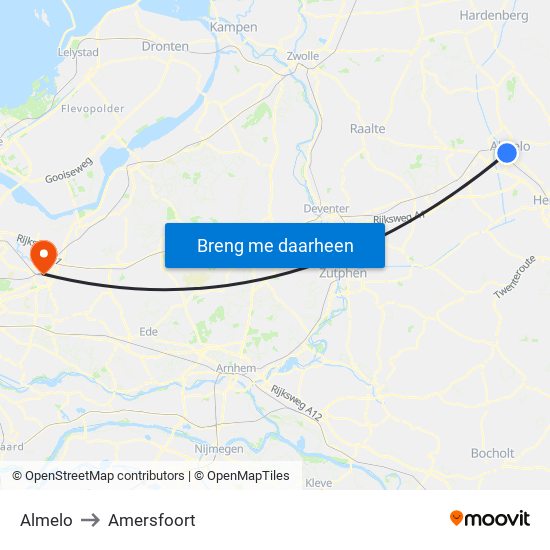 Almelo to Amersfoort map