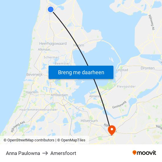 Anna Paulowna to Amersfoort map