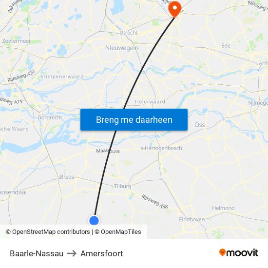 Baarle-Nassau to Amersfoort map