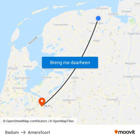 Bedum to Amersfoort map