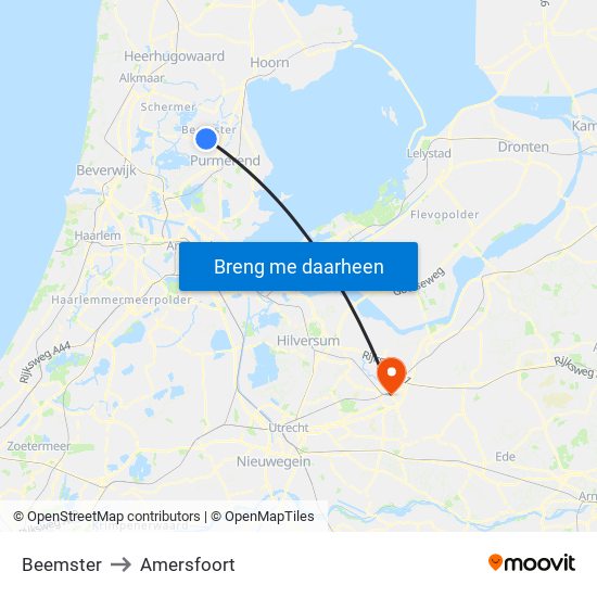 Beemster to Amersfoort map