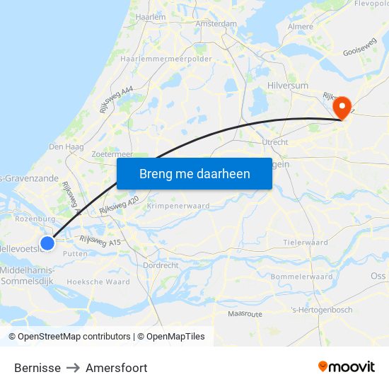 Bernisse to Amersfoort map