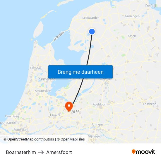 Boarnsterhim to Amersfoort map