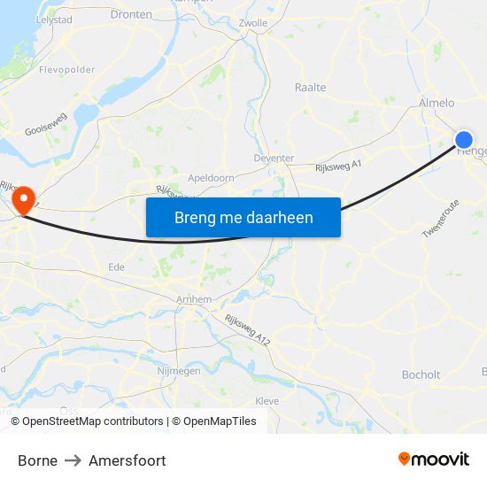 Borne to Amersfoort map