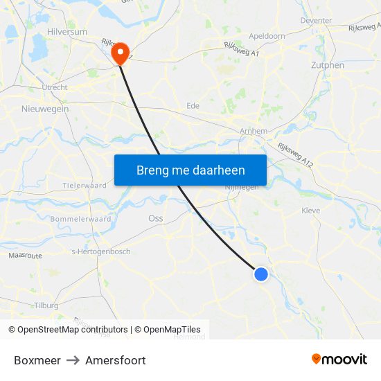 Boxmeer to Amersfoort map