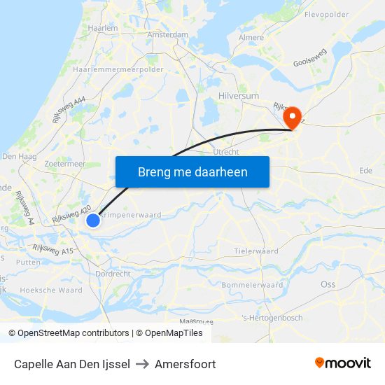 Capelle Aan Den Ijssel to Amersfoort map