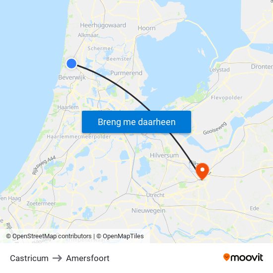Castricum to Amersfoort map