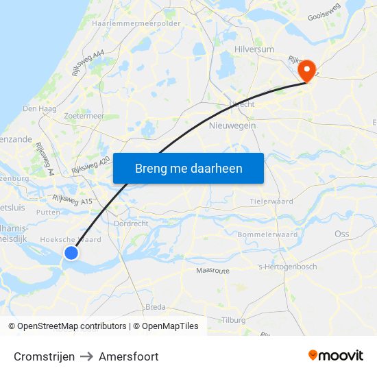 Cromstrijen to Amersfoort map