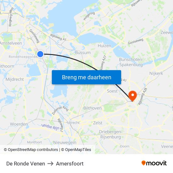 De Ronde Venen to Amersfoort map