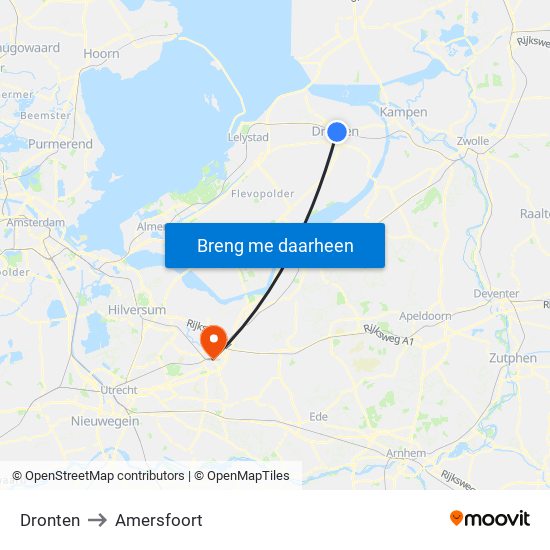 Dronten to Amersfoort map