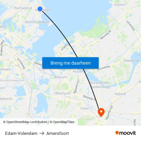 Edam-Volendam to Amersfoort map