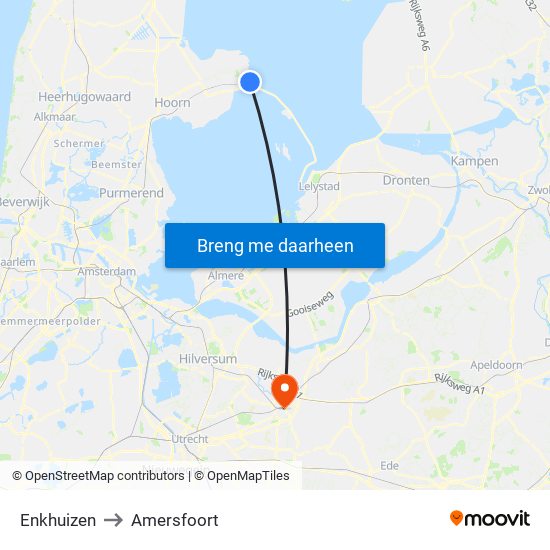 Enkhuizen to Amersfoort map