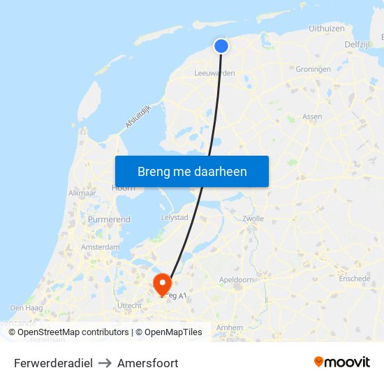 Ferwerderadiel to Amersfoort map