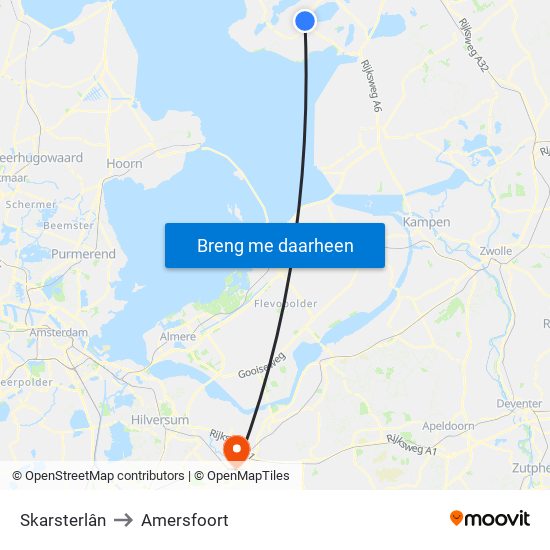 Skarsterlân to Amersfoort map