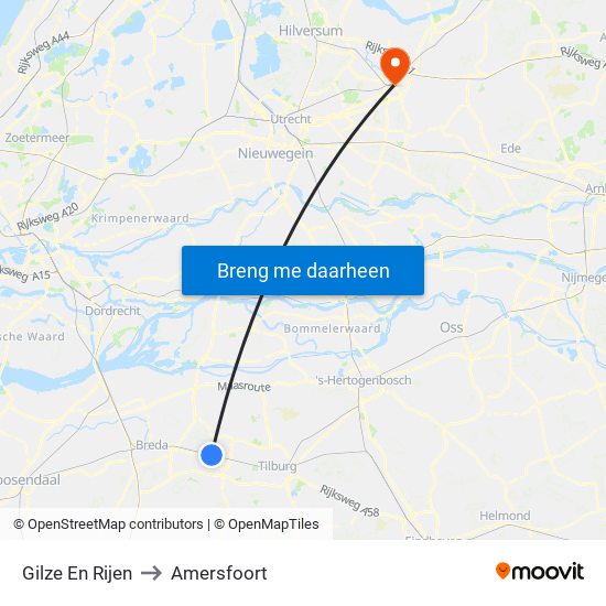 Gilze En Rijen to Amersfoort map