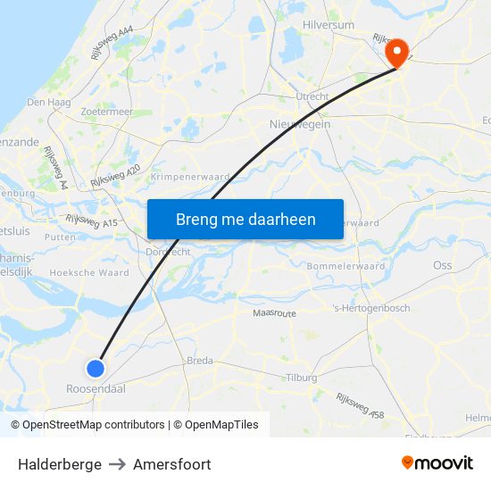 Halderberge to Amersfoort map
