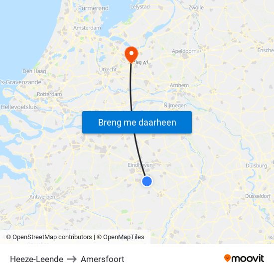 Heeze-Leende to Amersfoort map