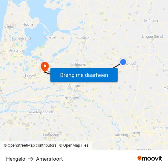 Hengelo to Amersfoort map