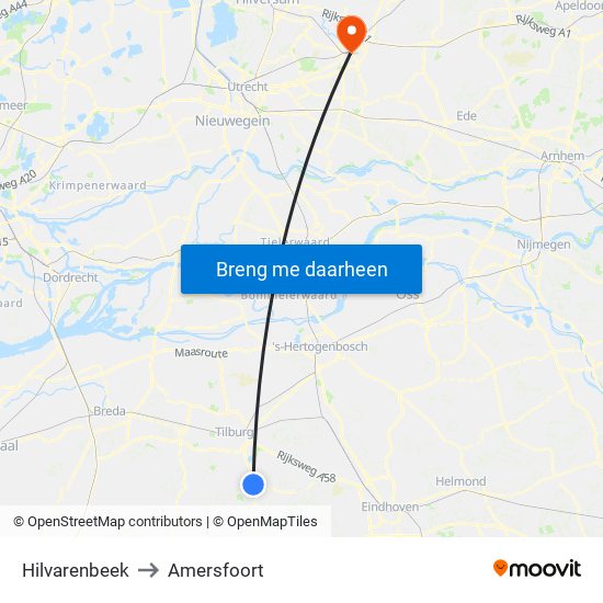 Hilvarenbeek to Amersfoort map
