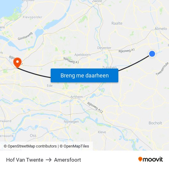 Hof Van Twente to Amersfoort map