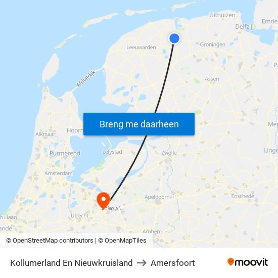 Kollumerland En Nieuwkruisland to Amersfoort map