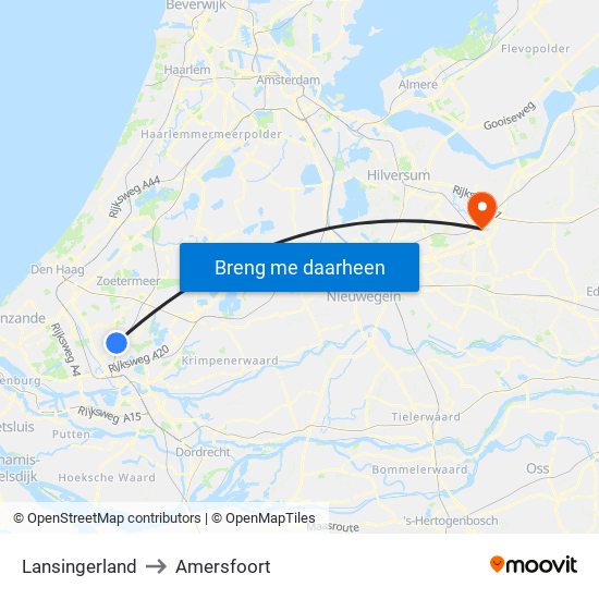 Lansingerland to Amersfoort map