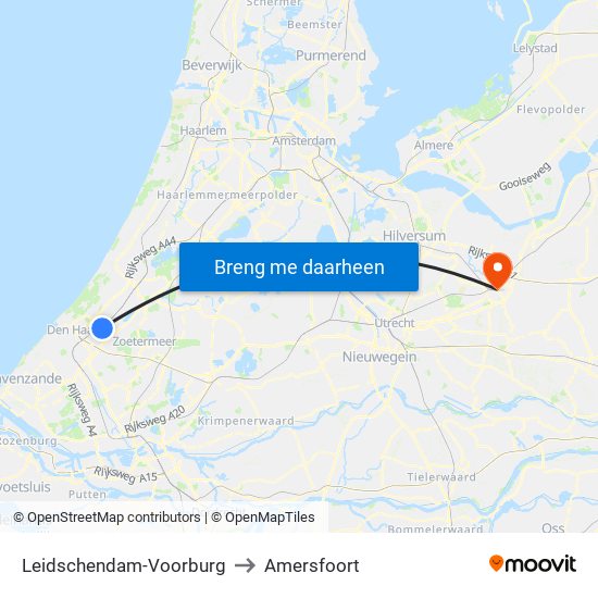 Leidschendam-Voorburg to Amersfoort map