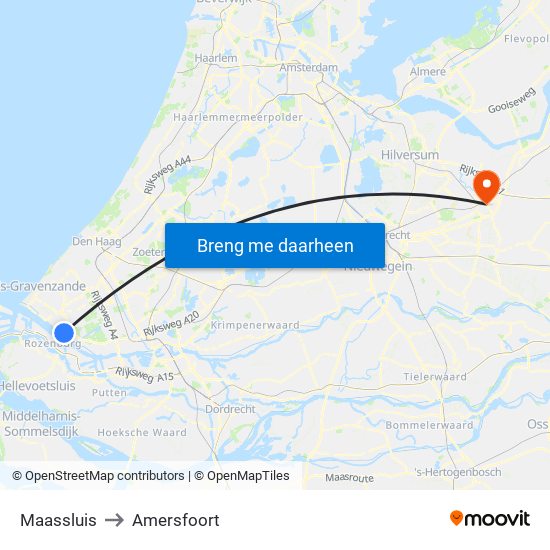Maassluis to Amersfoort map