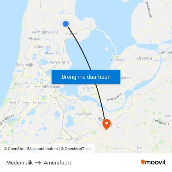 Medemblik to Amersfoort map