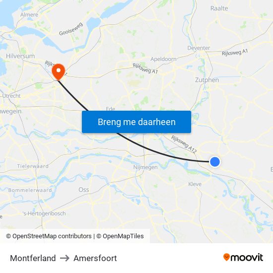 Montferland to Amersfoort map