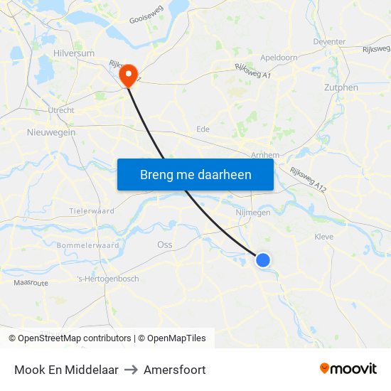 Mook En Middelaar to Amersfoort map