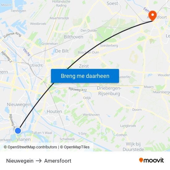 Nieuwegein to Amersfoort map