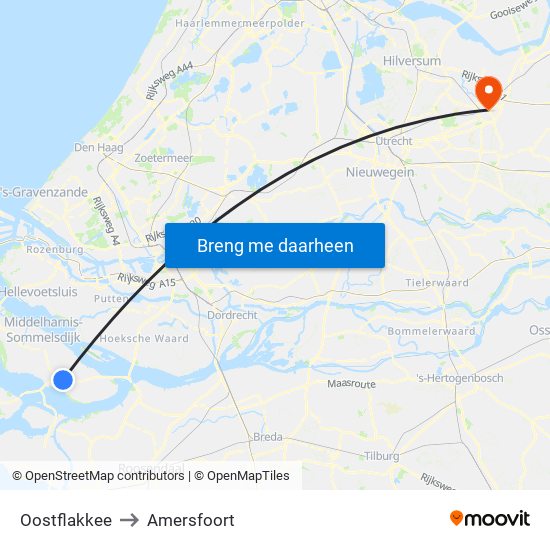 Oostflakkee to Amersfoort map