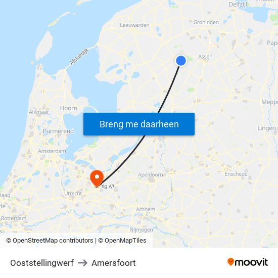 Ooststellingwerf to Amersfoort map