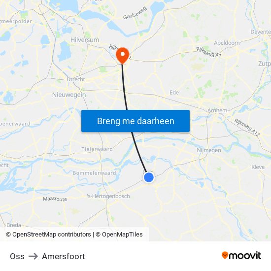 Oss to Amersfoort map