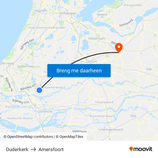 Ouderkerk to Amersfoort map