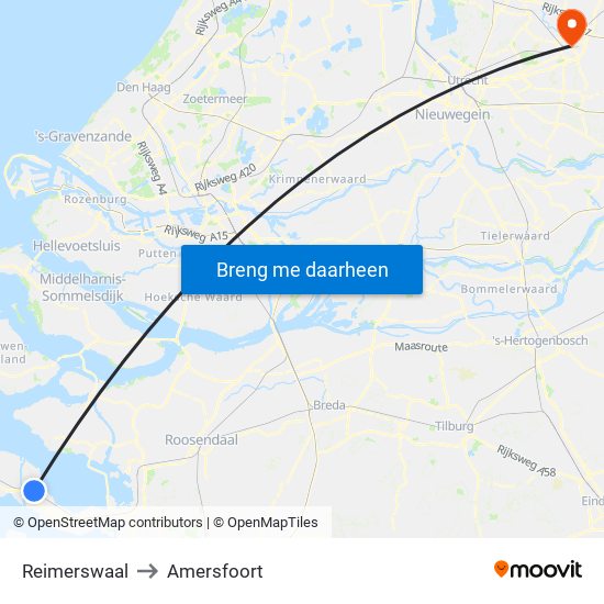 Reimerswaal to Amersfoort map