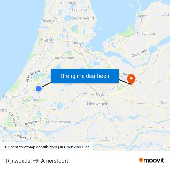 Rijnwoude to Amersfoort map