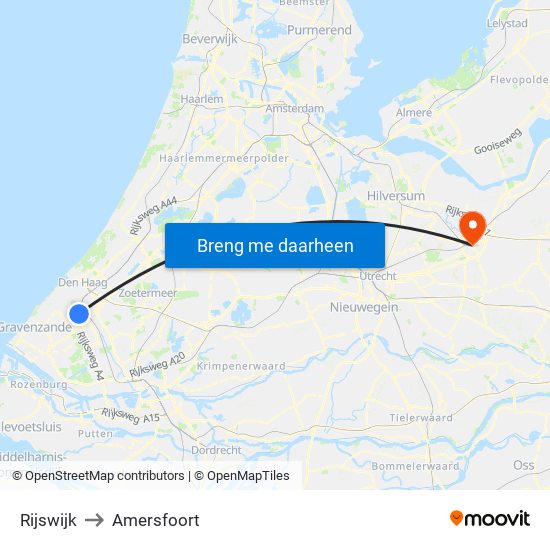Rijswijk to Amersfoort map