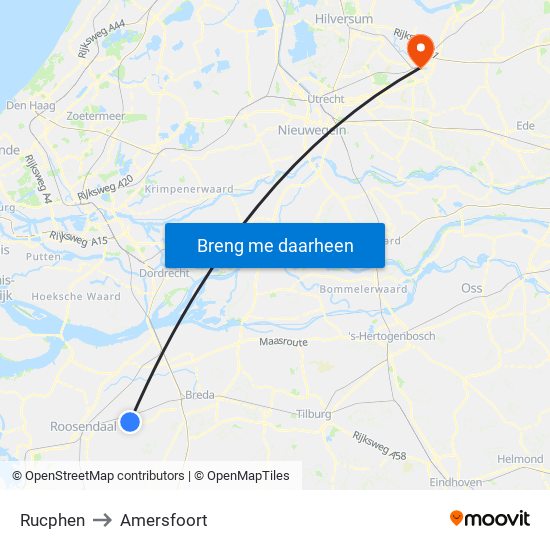 Rucphen to Amersfoort map
