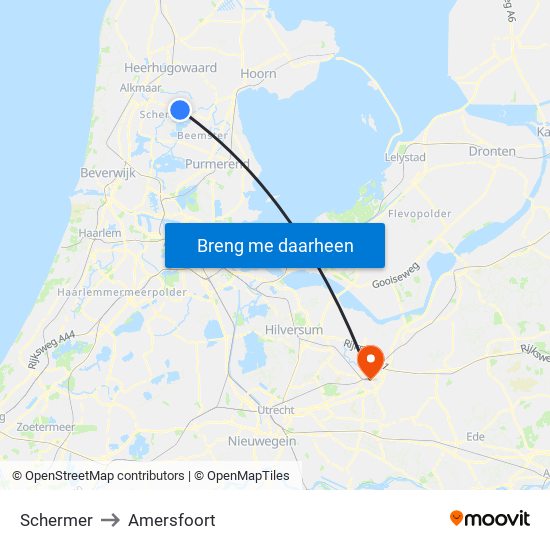 Schermer to Amersfoort map