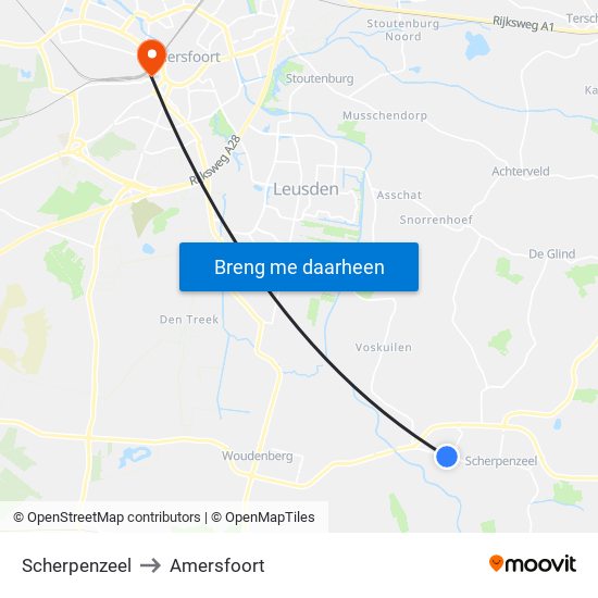 Scherpenzeel to Amersfoort map